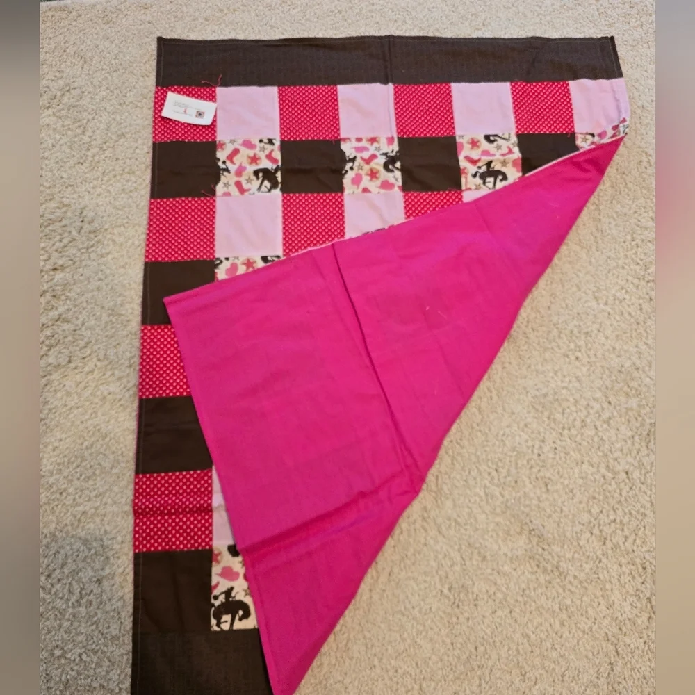 Child's Horse Handmade Quilt Cowgirl Country Polkadots Horse Wallhanging